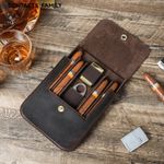 Vintage Leather Cigar Case 4 Slots with Fisheye Magnetic Buckle Coffee