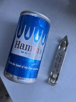 Vintage Vietnam War era US Hamms beer can and can opener US American