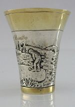 800 SOLID SILVER BEAKER ANTIQUE GOLFING CUP GERMAN c1900 BARWARE