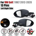 For VW Golf Mk7 2012-2020 Left + Right Side Power Fold Heated Wing Door Mirrors