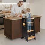 3-in-1 Toddler Learning Tower Kids Step Stool & Mini Desk with Safety Rail UK