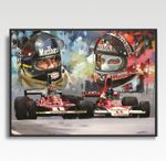 HUNT & LAUDA A3 print from painting by Greg Tillett poster Formula One F1 art