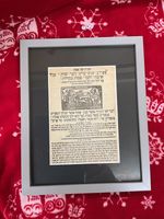 Unusual Find , Antique  Jewish Hebrew Script Page Scroll Framed