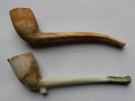 Two original antique clay pipes Broseley & plain c1890's / early 1900's