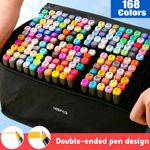 24-262x Colouring Pens Dual Tip Markers Felt Tip Fine Broad Art Set Adults Kids