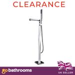 Chrome Floorstanding Freestanding Bath Shower Mixer Tap With Glass Top
