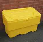 Salt Grit Bin Yellow 170 Litre Tough UV Stackable Site Safety Lockable UK 190kg