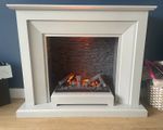 Freestanding Fireplace & Surround Grey/Black Wood Metal Log Effect Electric Fire