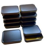 10 x Plain BLACK Coloured UNHINGED 2oz Storage Tins (11 x 80 x 27mm approx ) 2oz