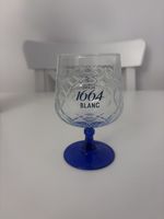 KRONENBOURG 1664 Blanc White Beer, Half Pint Glass Blue/Clear. New.  