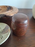 Handmade Wooden Lignum Vitae Turned Wood Lidded Pot Jar Mid-century