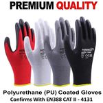 24 PAIRS PU COATED SAFETY WORK GLOVES GLOVE GARDEN GRIP MENS BUILDERS GARDENING