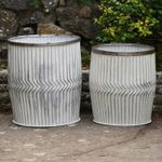 Dolly Tub Planter Galvanised Steel Chevron Garden Flower Pot Vintage Lge Outdoor
