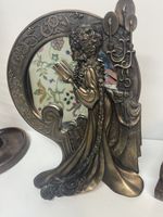 Art Nouveau - style figure, lady, Bronze finish accent mirror free standing 