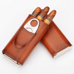 Portable Genuine Leather Humidor Box Cigar Storage Case Pouch Travel For 3 Cigar