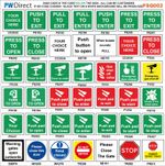 SIGN push press to exit enter stop start open close break glass fire door FSQ02D