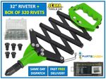 32" HEAVY DUTY LAZY TONGUE TONG HAND RIVETER POP RIVET GUN + 320 RIVETS NEW 2348