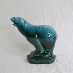 Vintage Blue Mountain Pottery Polar Bear Mid-Century Turquoise Drip Glaze