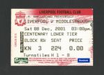 Liverpool v Middlesbrough 2001-2002 Premier League Ticket 08/12/2001