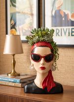 URSO STORE Hollywood Woman Vase With Sunglasses Modern Design FM-80