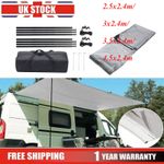 2.5-4.5mx2.4m Campervan Awning Canopy Sun Shade Shelter with Poles Van