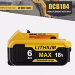 DCB184 6.0Ah For Dewalt 18v XR 6.0ah slide Li-Ion Battery DCB182 DCB183 DCB205-2
