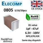 0805 SMD Capacitors 1pF - 47uF NPO, X7R 6.3-50V 10pcs, KIT 210/420pcs Free post 
