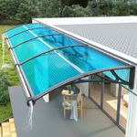 Window Awning Canopy with Large Drainage Gutter ABS Plastic Bracket PC Panel
