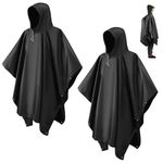 CHGANG 2 Pack Waterproof Rain Poncho Adult, EVA Portable One Size, Black 