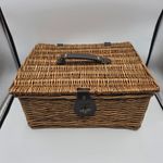 M&S Brown Wicker Hamper Storage Basket  L- 38.5  W- 30.5  H- 17cm