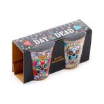 Set of 2 Day of the Dead Glass Shot Glasses (50ml) Souvenir Gift