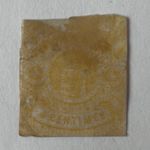 1860 LUXEMBOURG 4C IMPERF STAMP #6 YELLOW COAT OF ARMS