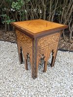 ANTIQUE LIBERTY STYLE MOORISH / SYRIAN SIDE TABLE BIRDSEYE MAPLE INLAY MARQUETRY