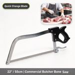 22" Butcher Bone Saw Carbon Steel Blade Stainless Frame Meat Cutting Hand Saw