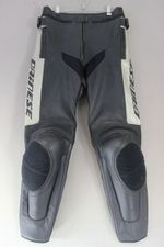 DAINESE BLACK, BLUE & SILVER LEATHER BIKER TROUSERS + CE ARMOUR WAIST 30/LEG 30"