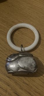 A 1930s-40s German vintage baby rattle as a silver-plated rabbit designed by WMF