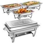 4 Packs Stainless Steel Chafer 9QT Chafing Dish Sets Bain Marie Food Warmers