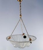 Muller Frères, Luneville. Large impressive Art Deco chandelier in art  glass.
