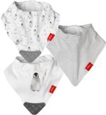 Nuby 3-Pack Bandana Teether Bibs Grey Unisex Cotton 0m+