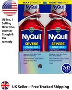 Vicks NyQuil x2 354ml LARGE (Twin pack), Night time Relief of Cough, Cold & Flu