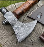 Hand Forged Damascus steel Pipe Axe . Hatchet  Best Gift . With Leather Sheath