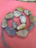 Vintage Polished Agate Chalcedony Nugget Bead Strand 2.5–4cm Natural Stones