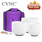 432Hz 8"A 10"F 12"C 3Pcs Set Quartz Crystal Singing Bowl W/ Carry Bag Sound Bath