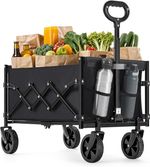 SONGMICS Folding Trolley, 90L Heavy Duty Camping Cart 4 Wheel Trolley, 67 x 42 x