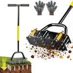 Heavy Duty Lawn Aerator with 17 Iron Spikes Manual Spiker Tool for Garden Grass
