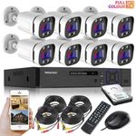 Colour CCTV Camera System HD 8CH DVR With Hard Drive & MIC Outdoor Home Kit