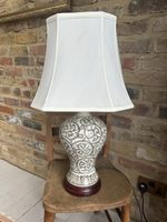 Large Vintage Jingchang Ceramics Chinoiserie Table Lamp & Shade