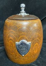 Oak Tobacco Jar 15cm Lined Wooden Jar With Lid
