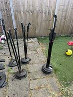 Lot of Black Metal Microphone Floor Stand Poles with Round Weighted Bases
