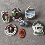 7x Vintage Beer Pump Labels. Man Cave Home Bar Pub Breweriana Abbot, 12Bore Etc